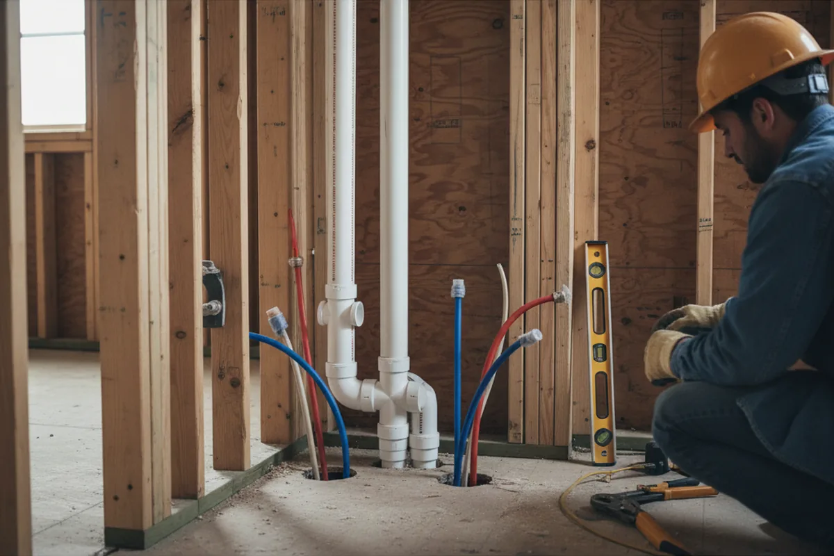 Drain and supply rough-in during Leak Detection in Belleville